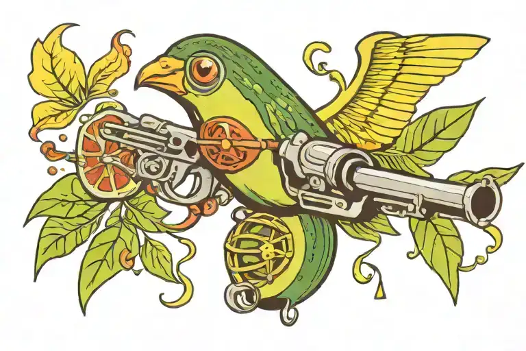 avocado ray gun tattoo design idea