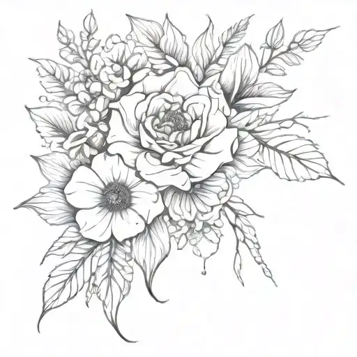 blackout floral design tattoo design idea