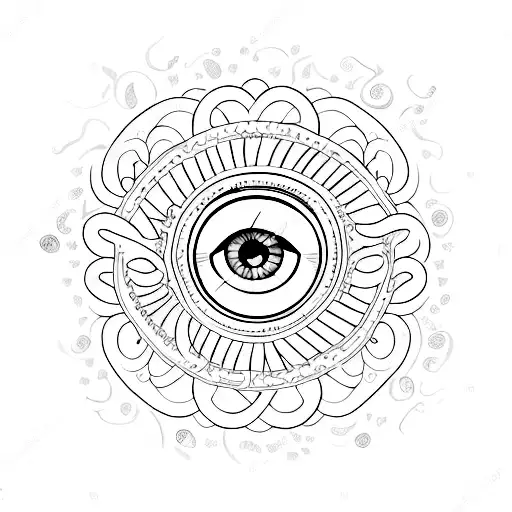 eye with 4 hearts  tattoo design idea