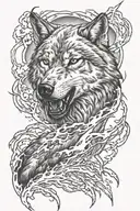 wolf lightning storm tattoo design idea