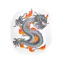 dragon breathing out orange flames tattoo design idea