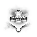 A dynamic composition featuring a car wrap design inspired by the client's favorite motorsport track tattoo design idea