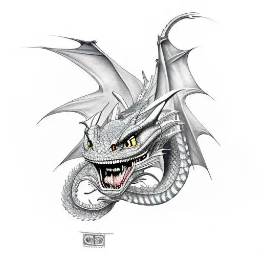dragon from movie how to train you dragon, with genesis coupe logo  tattoo design idea