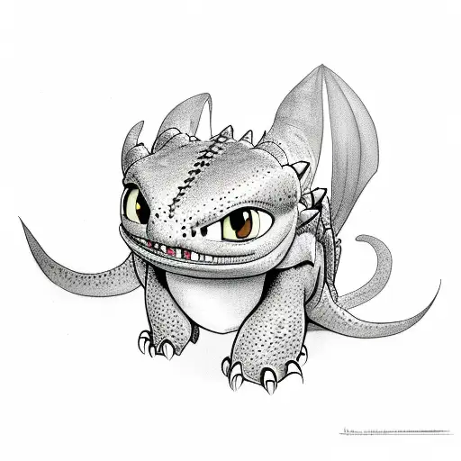 toothless from how to train your dragon tattoo design idea