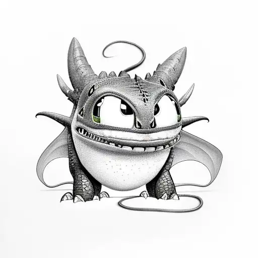 toothless from how to train your dragon tattoo design idea