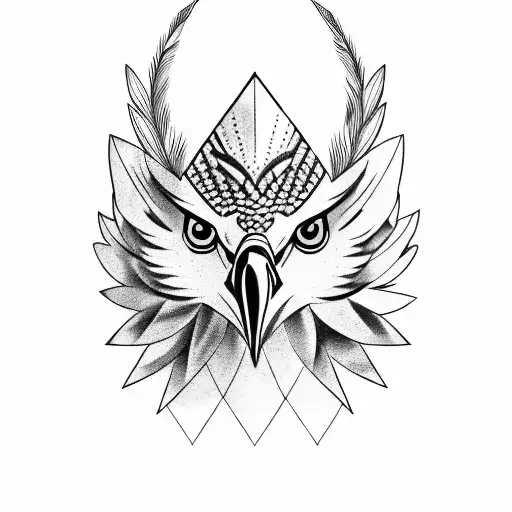 hawk with feathers tattoo design idea