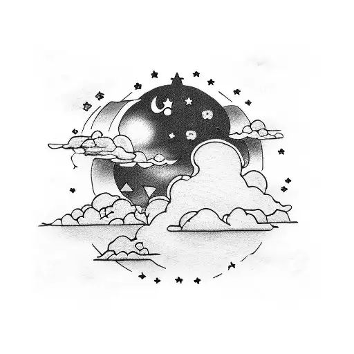 cloud japanese night sky tattoo design idea