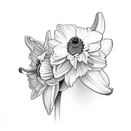daffodil, narcissus, Daisy  tattoo design idea