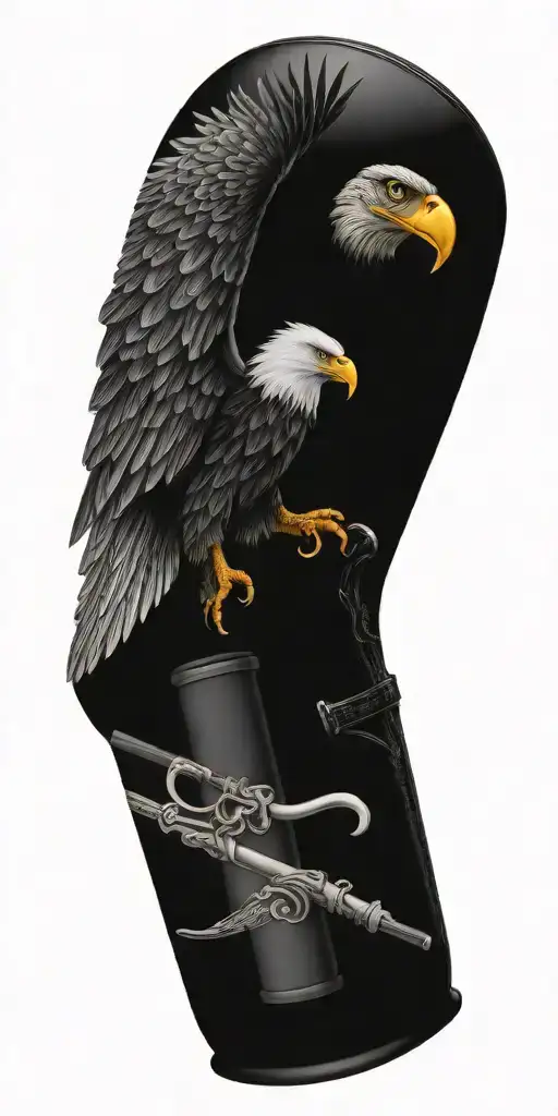 music notes boxing gloves baseball bat eagle 0206  tattoo design idea