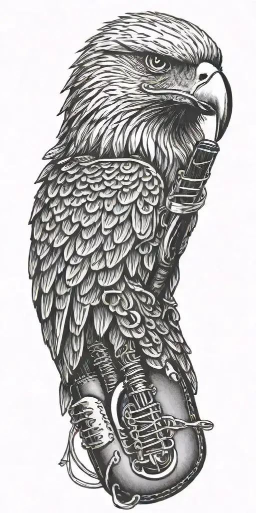 music notes boxing gloves baseball bat eagle 0206  tattoo design idea