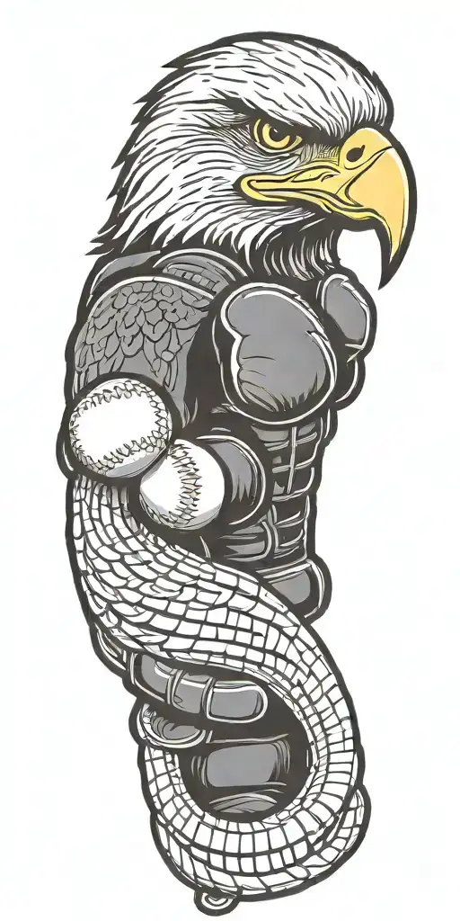 music notes boxing gloves baseball bat eagle 0206  tattoo design idea