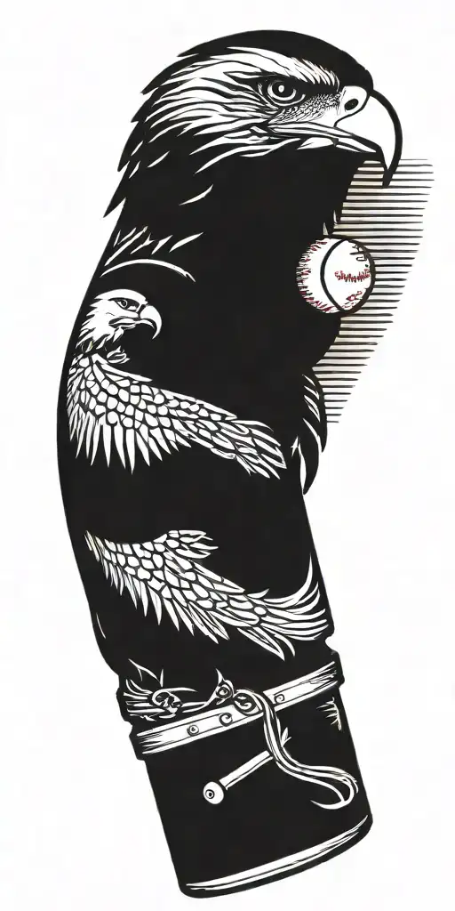 music notes boxing gloves baseball bat eagle 0206  tattoo design idea