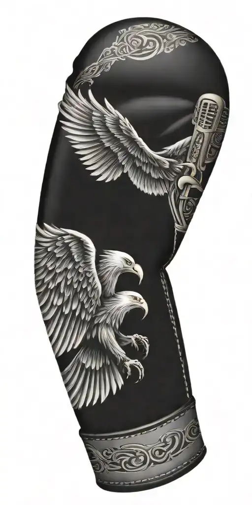 music notes boxing gloves baseball bat eagle 0206  tattoo design idea