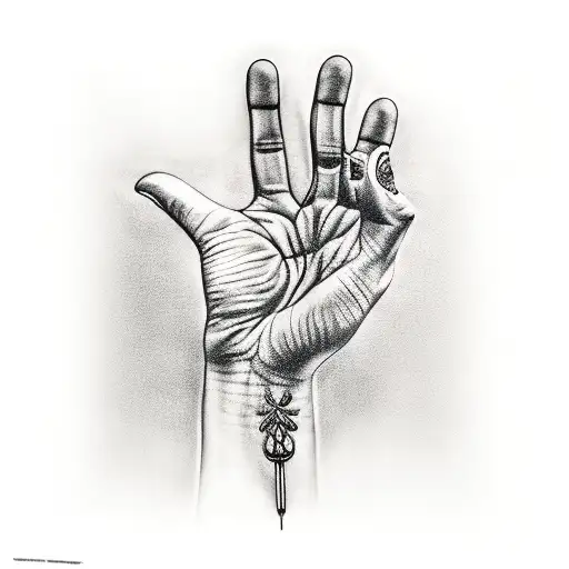blessing hand sign tattoo design idea