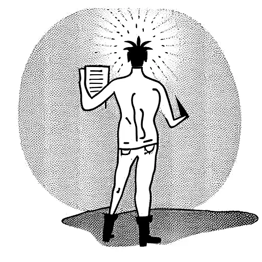 Side-silhouette of a man with a burning book inside. tattoo design idea