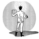 Side-silhouette of a man with a burning book inside. tattoo design idea