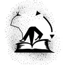 Side-silhouette of a man with a burning book inside. tattoo design idea