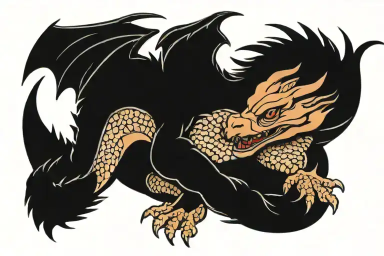 young dragon sleeping peacefully tattoo design idea