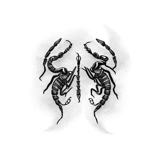 two classic scorpions side by side black and white tattoo design idea