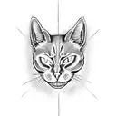 cat from hell bite skull woth devil eyes tattoo design idea