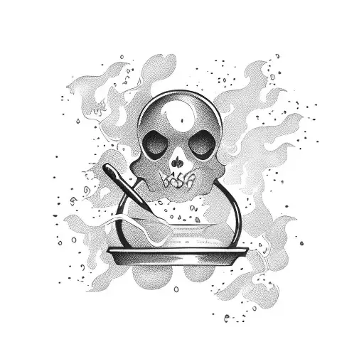 A honey dipper dripping golden honey onto a spoon tattoo design idea