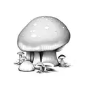elegant small mushroom frog tattoo design idea