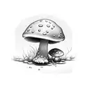 elegant small mushroom frog tattoo design idea