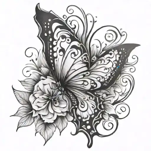 Name Ana with a butterfly  tattoo design idea
