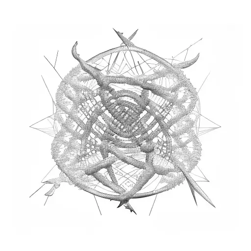 DNA helix and neuron shape tattoo design idea