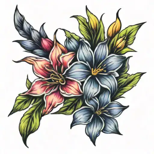 daisy & GLADIOLUS FLOWERS  tattoo design idea