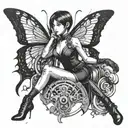 Ada Wong Character From Resident Evil 4 Remake Leaning Back With A Mechanical Butterfly Around Her Tattoo Idea tattoo design idea