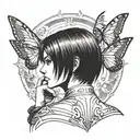 Ada Wong Character Resident Evil 4 Remake Leaning Back With A Mechanical Butterfly Behind Her Tattoo Idea tattoo design idea