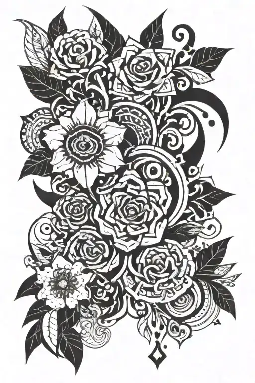 education, nature, not religious, masculine yet feminine, color, floral, modern tattoo design idea