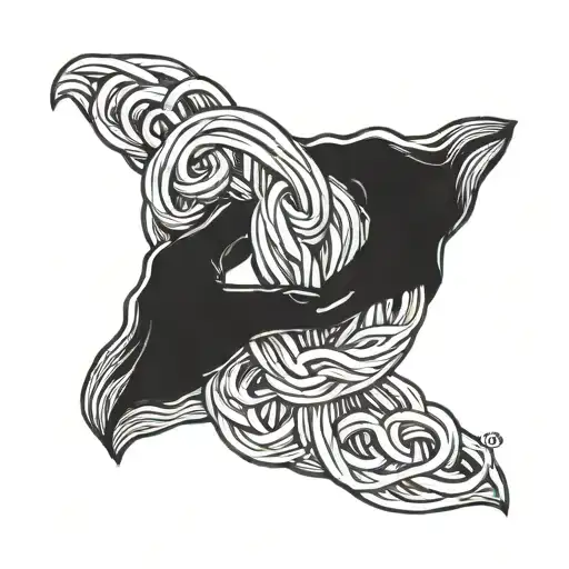 An open female hand holding a unconditional love knot tattoo design idea
