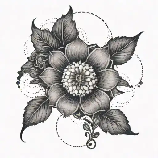 A powerful feminist symbol intertwined with delicate floral designs tattoo design idea
