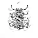 poseidon and kraken  tattoo design idea