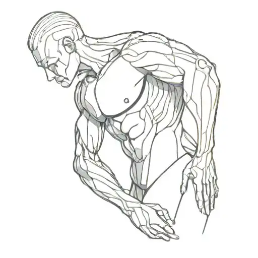 A futuristic cyborg bodybuilder with glowing circuit patterns integrated into their muscles tattoo design idea