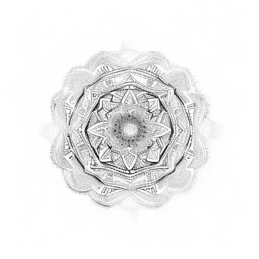 An intricate mandala made of binary code tattoo design idea
