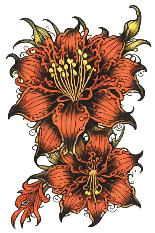 Japanese Detailed Red spider lily tattoo design idea