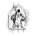 Basketball player dunking a dollar bill tattoo design idea