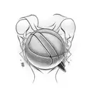 Barber cutting a basketball with scissors tattoo design idea