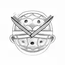 Barber cutting a basketball with scissors tattoo design idea