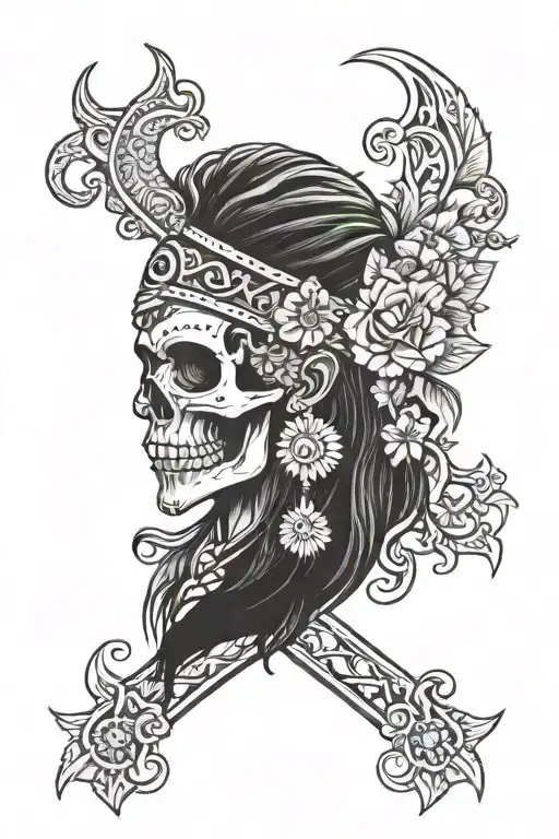 gypsy warrior skull tattoo design idea
