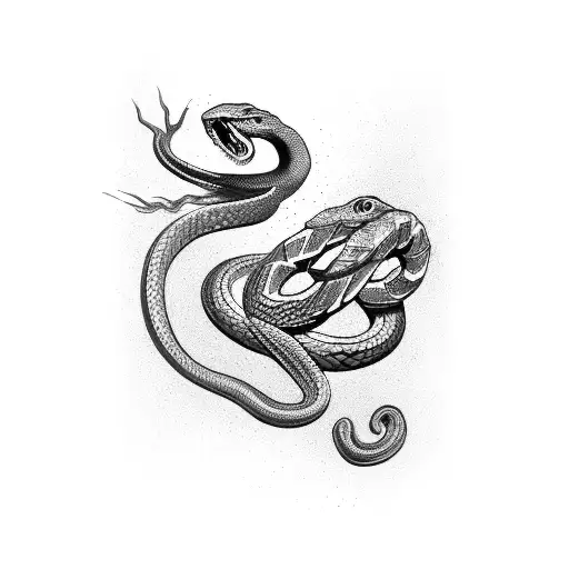 snake swooping attacked by eagle forearm tattoo design idea