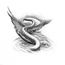 snake swooping attacked by eagle forearm tattoo design idea