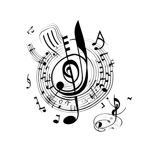 music notes and wine tattoo design idea