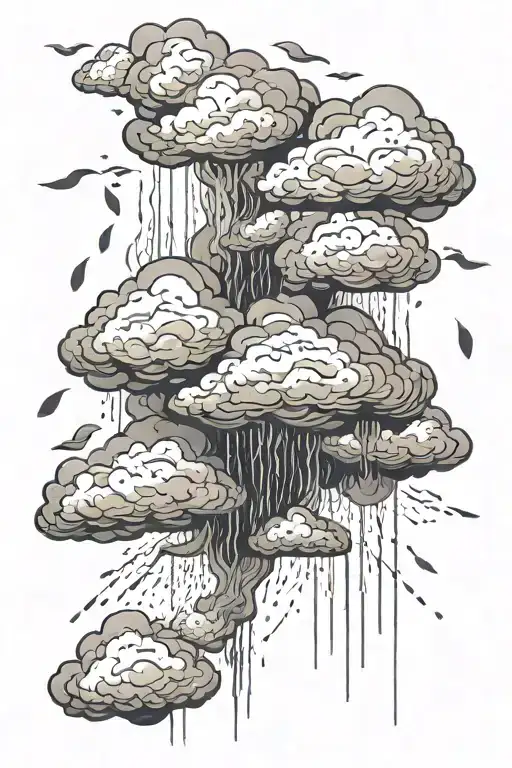 rain Strom clouds tattoo design idea