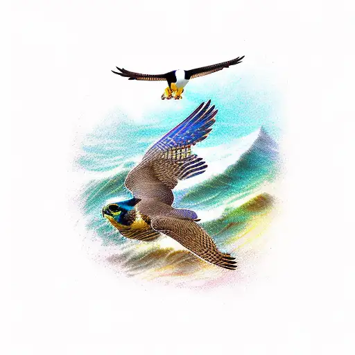 peregrine falcon diving tattoo design idea