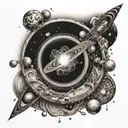 Space. super nova. black holes. time. alchemy. science. atoms tattoo design idea