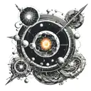 Space. super nova. black holes. time. alchemy. science. atoms tattoo design idea